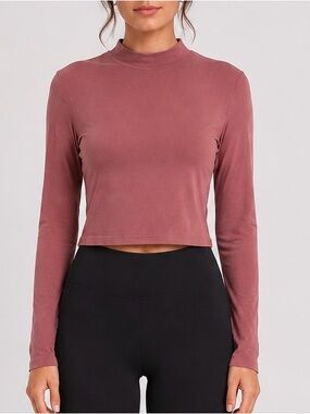CHARLOTTE RUSSE Dusty Pink Mock Neck Long Sleeve Top Size Medium